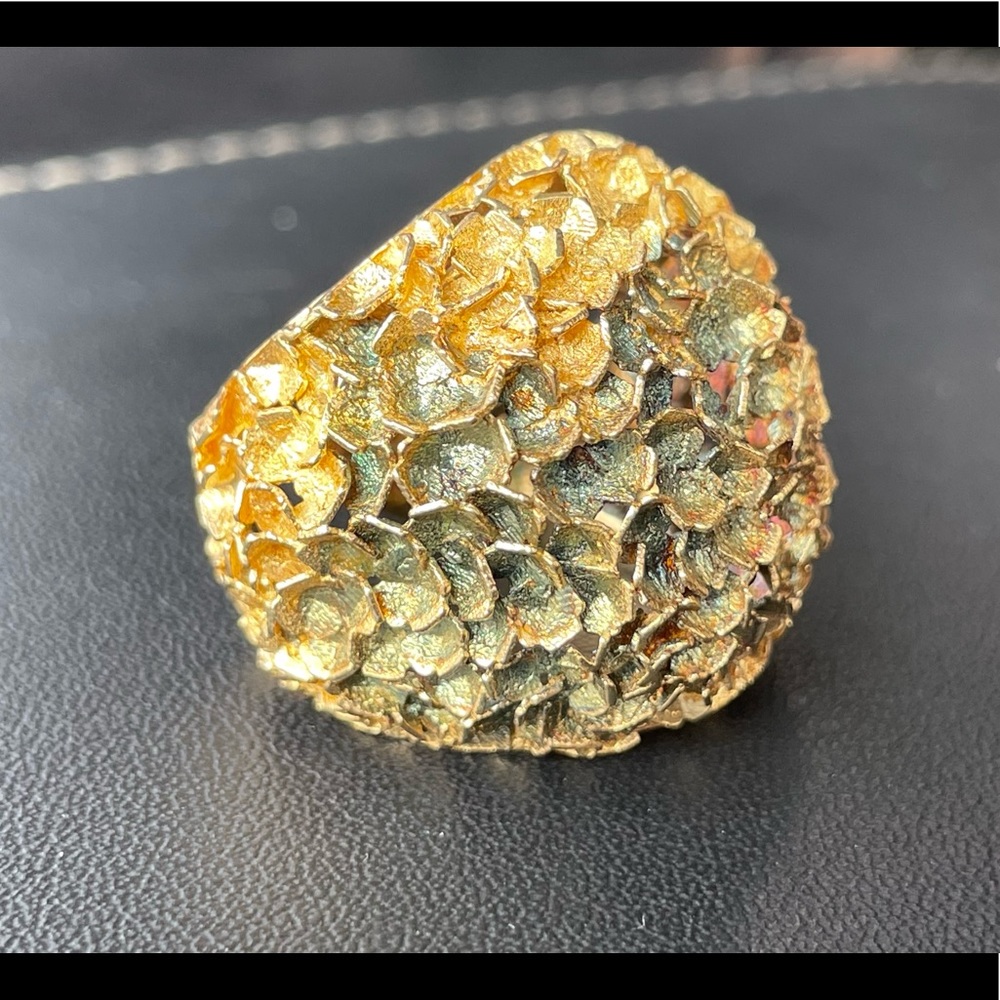 Dyadema 925 Italy Gold Plated Over Sterling Silver Domed Flower Ring
